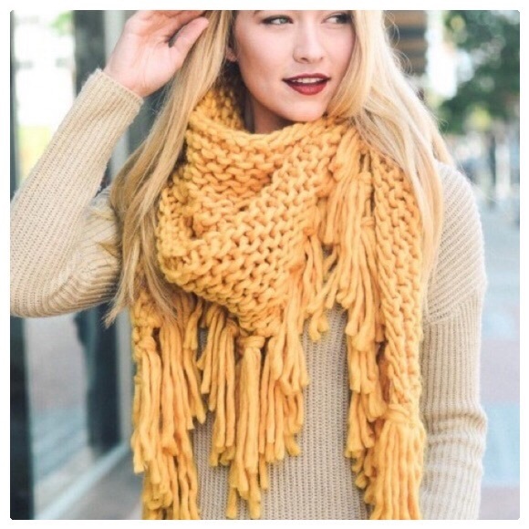 littlegypsie Accessories - Oversized Knit Tassel Triangle Scarf